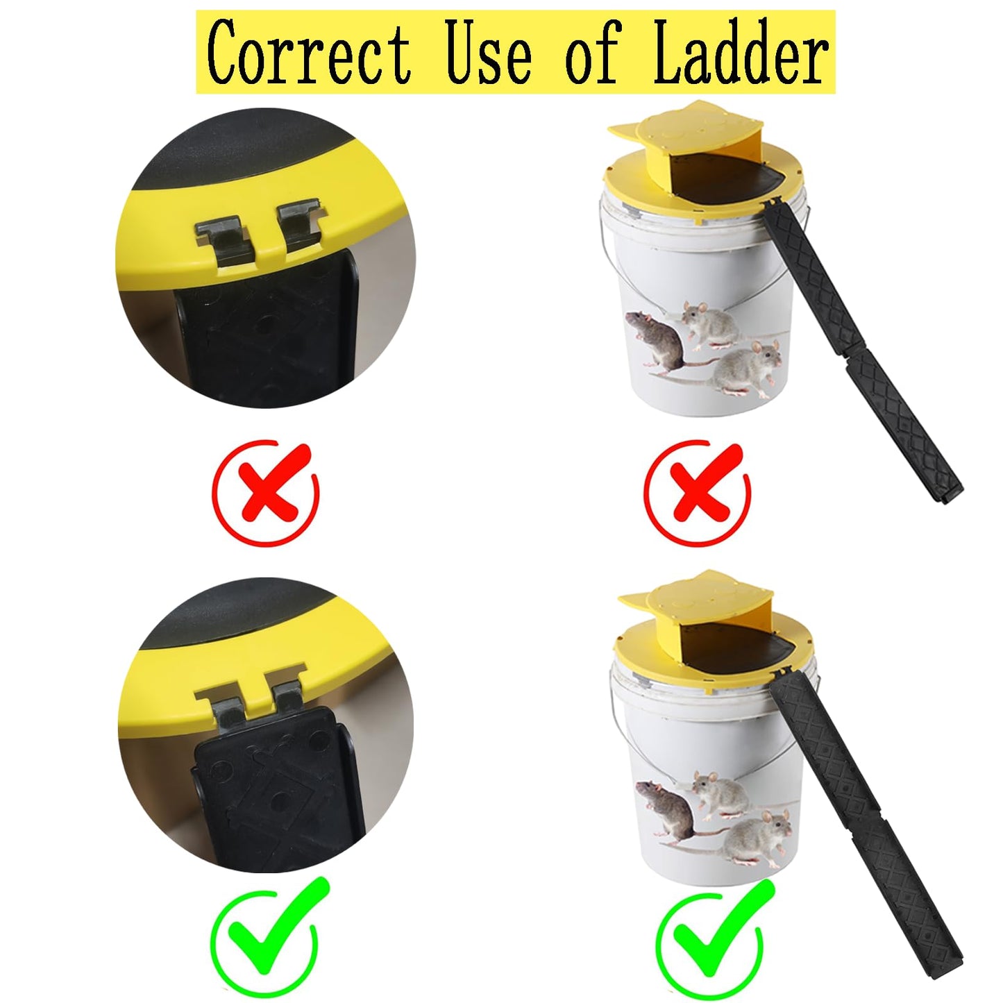 Mouse Rat Trap Bucket,5 Gallon Mouses Rat Traps Indoor for Home,Reusable Bucket Lid Rat Traps Indoor Outdoor,Mouse Catching Tool
