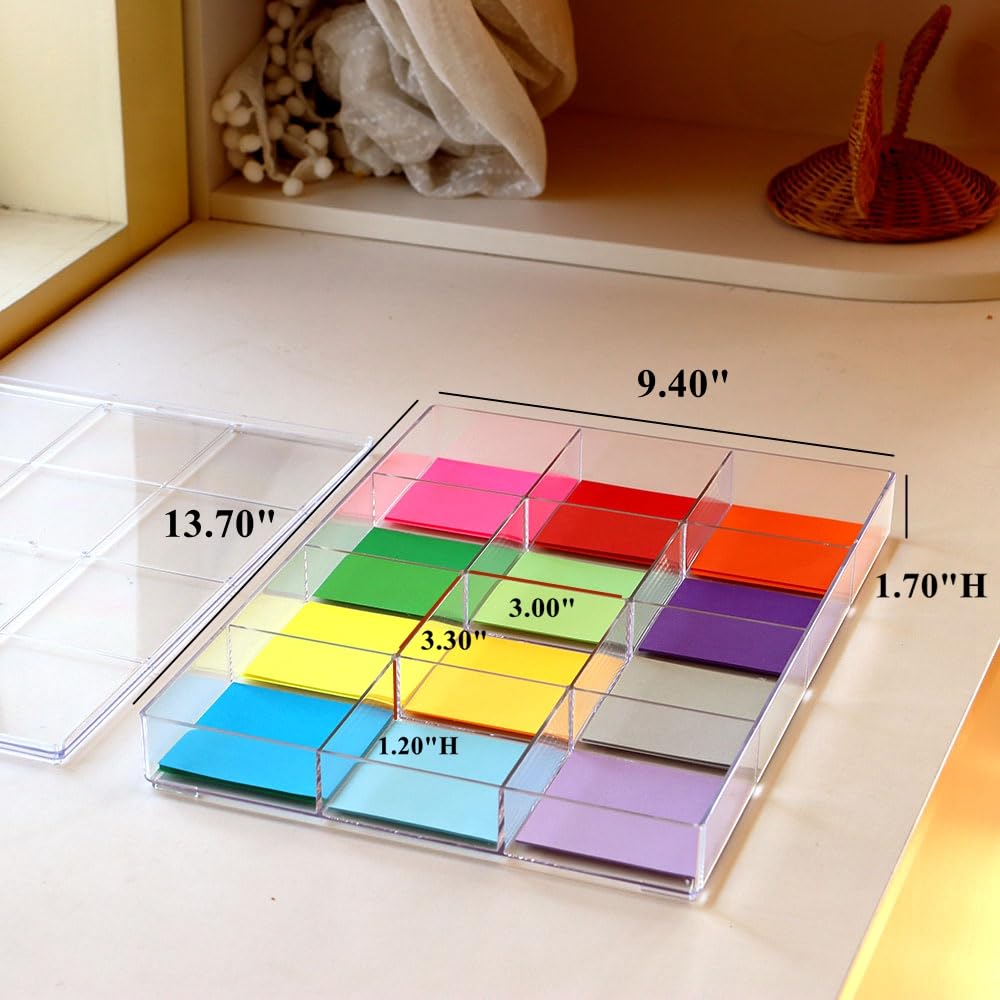 BangQiao Fixed 12 Grids Clear Plastic Storage Box with Detached Lid, Transparent Organizer Case for Bead, Button, Jewelry, Sewing Kit, DIY Accessories, Dental Supplies, Small Parts