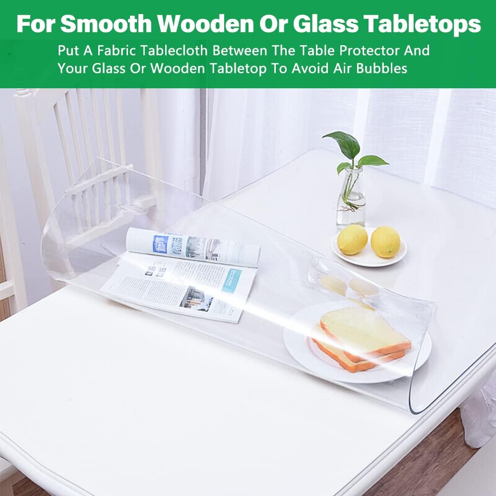18x48 Inch 1.5mm Clear Plastic Tablecloths - Crystal Table Runner & Protector - PVC Table Cover - Waterproof - - Thick