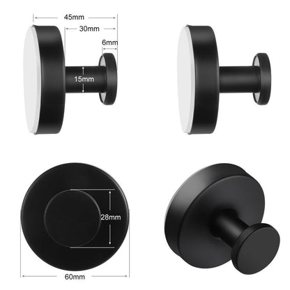 Suction Cup Hooks for Bathroom Kitchen, 2 Pack Stainless Steel Suction Hooks for Shower No Drilling Damage Free Towel Hook Holders Reusable Removable for Hanging Towels, Loofah, Robe, Coat(Black)