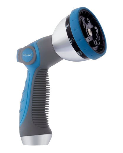 INNAV8 Garden Hose Nozzle Sprayer Heavy Duty - Features 10 Spray Patterns, THUMB CONTROL On Off Valve for Easy Water Control - HIGH Pressure Nozzle for Hose Outdoor