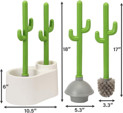 Cactus Toilet Plunger and Brush Set for Bathroom Cleaning, 1 Set