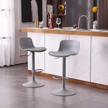 Kidol & Shellder Bar Stools Set of 4 Adjustable Counter Height Barstools Modern PU Leather Swivel Tall Bar Chairs Upholstered Bar Stool with Back for Kitchen Island（Gray）