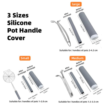 3PCS Pot Handle Heat Insulation Silicon Cover, zxbaers Cast Iron Handle Cover Silicone, Cover Sleeve Pot Silicone Anti-Scald Handle, Grizzly