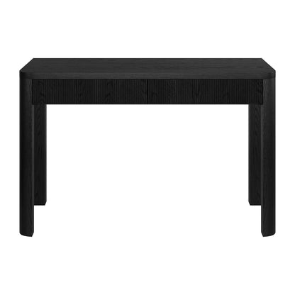 Henn&Hart 48" Fluted Modern Rectangular Wooden Home Office Desk Computer Desk Writing Table with 2 Ribbed Storage Drawers for Bedroom, Living Room, or Home Office, Natural Black