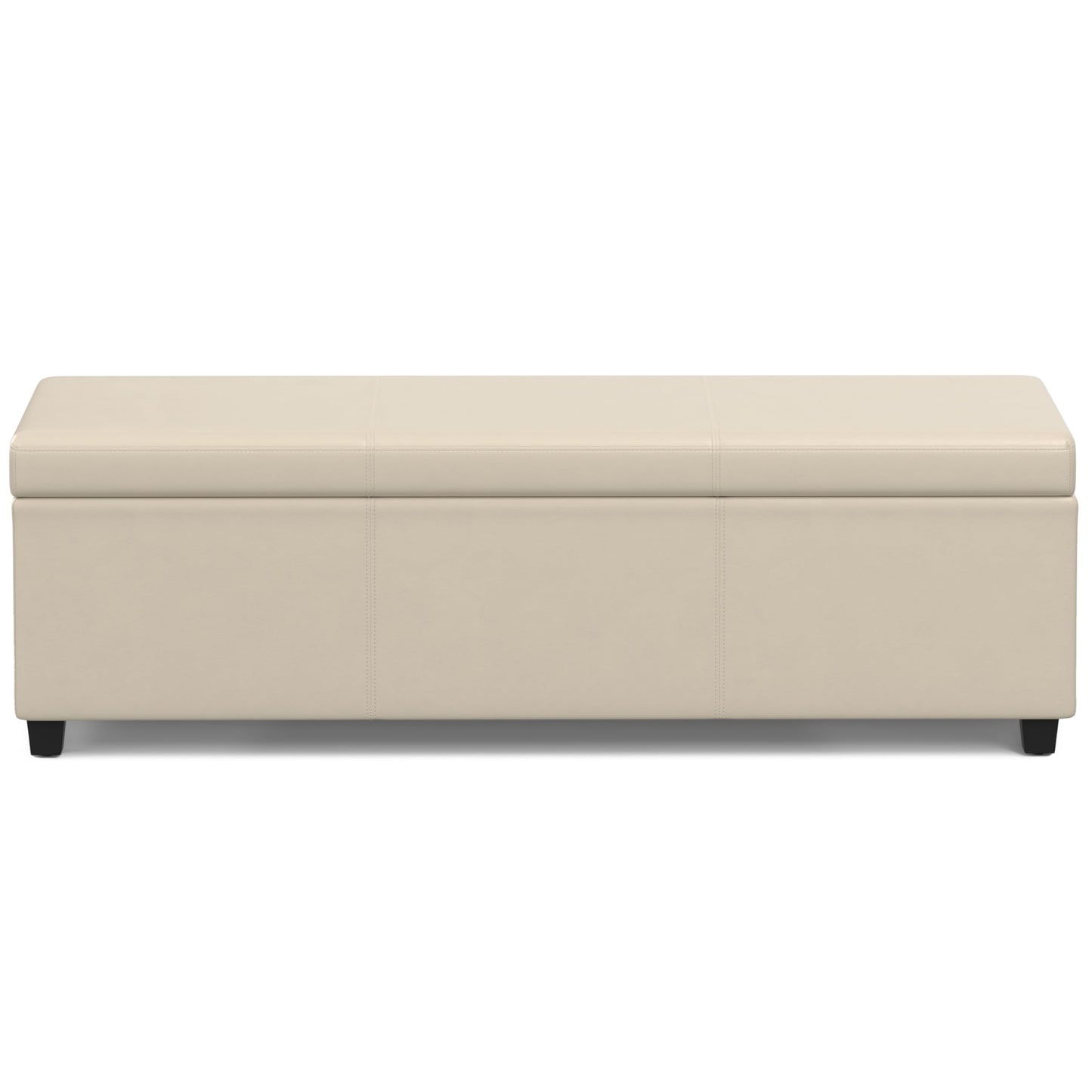 SIMPLIHOME Avalon Extra Large Storage Ottoman Bench - 54 inch Wide Upholstered Vegan Leather Rectangular Lift-Top Ottoman in Satin Cream, Contemporary Bench for Living Room with Hidden Storage