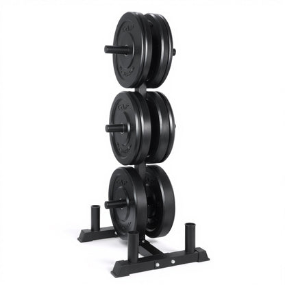 CAP Barbell 260 lb Elite Olympic Plate Set with Traditional Plate Rack & Barbell Storage | 6 Weight Posts + 4 Barbell Holders
