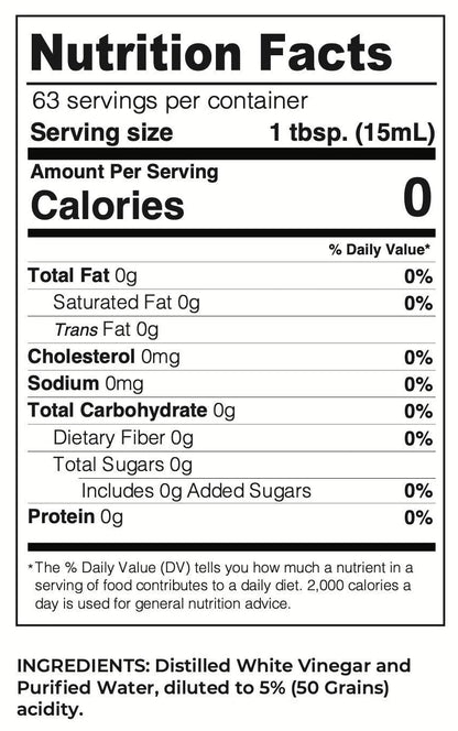 Lucy's Family Owned - Natural Distilled White Vinegar, 32 oz. bottle (Pack of 2) - 5% Acidity