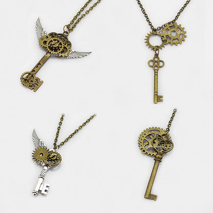LolliBeads® 230 Gram Antiqued Bronze/Silver Metal Skeleton Keys and Wings, Bronze Steampunk Watch Gear Cog Wheel, Chains, Clasps and Jump Rings DIY Kits (300 Pcs)