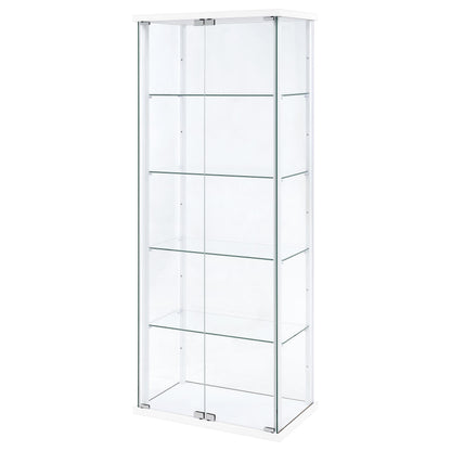 Coaster Home Furnishings - Delphinium - Glass - 4-Shelf Curio Cabinet with Wood Top and Base, Two Doors, and Chrome Hardware - Living Room - 64-Inch - White - 950170WHT