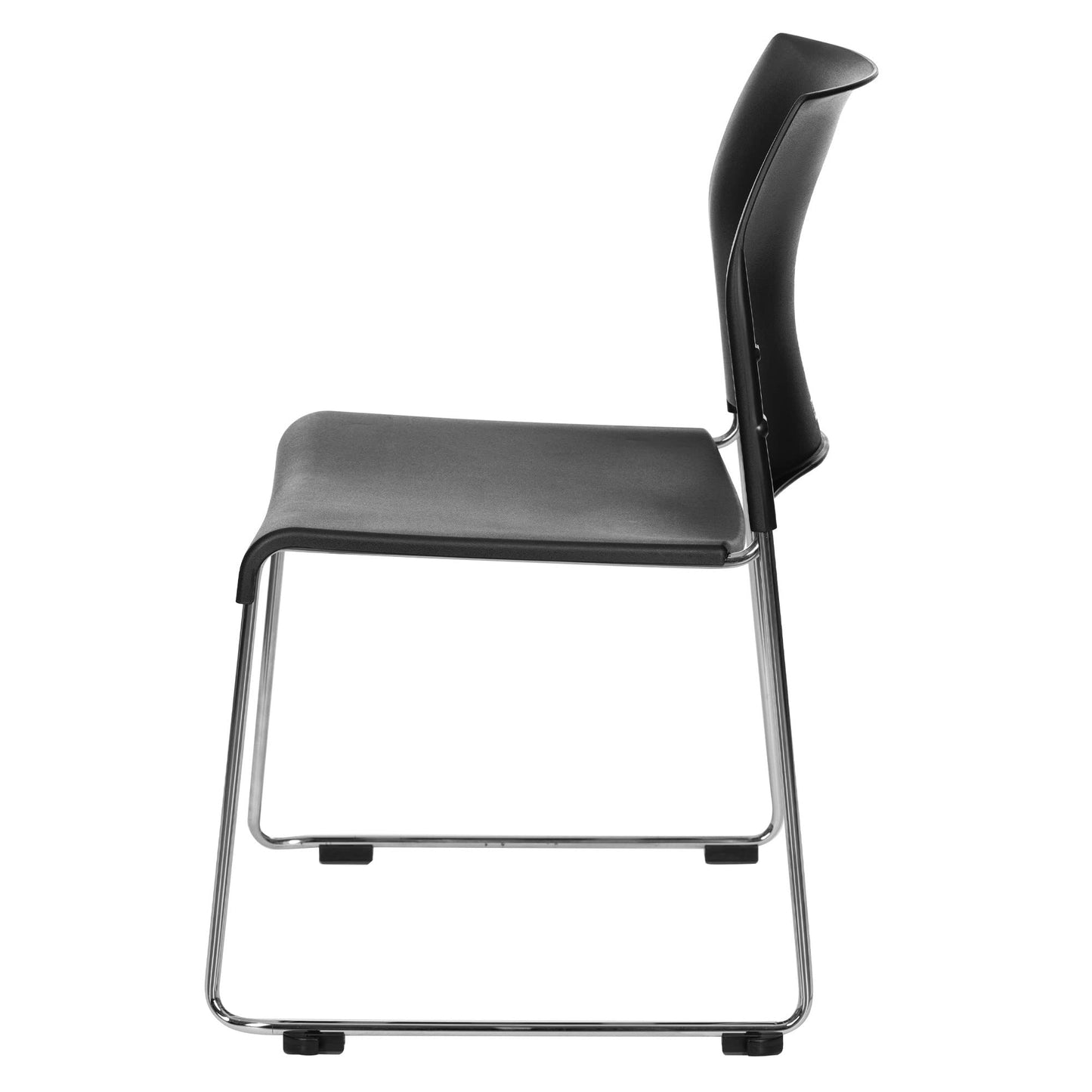 OEF Furnishings OEF8810-11-10/4 Commercial Stack Chair (Hard Plastic Seat and Back, Black, Chrome Frame, 4-Pack)