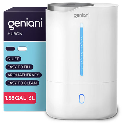 GENIANI Ultrasonic Cool Mist Humidifier for Bedroom, Large Rooms, Home, 4L - Easy Fill & Clean Humidifier for Plants w/Auto Shut-off, 40H Runtime - Quiet, Top Fill Air Humidifier