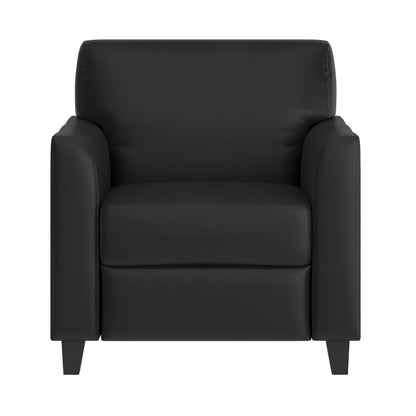 Flash Furniture Hercules Diplomat Series LeatherSoft Upholstered Side Reception Chair, Lobby Chair with Cushions and Flared Arms, Black