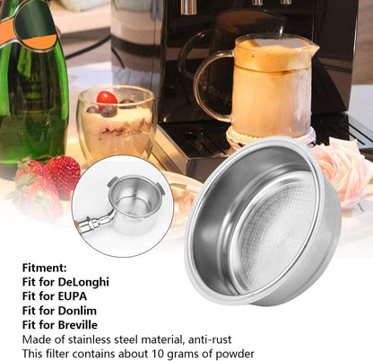 51mm Non Pressurized Filter, Stainless Steel Reusable Coffee Machine Strainer Bowl, Single Basket for De Longhi