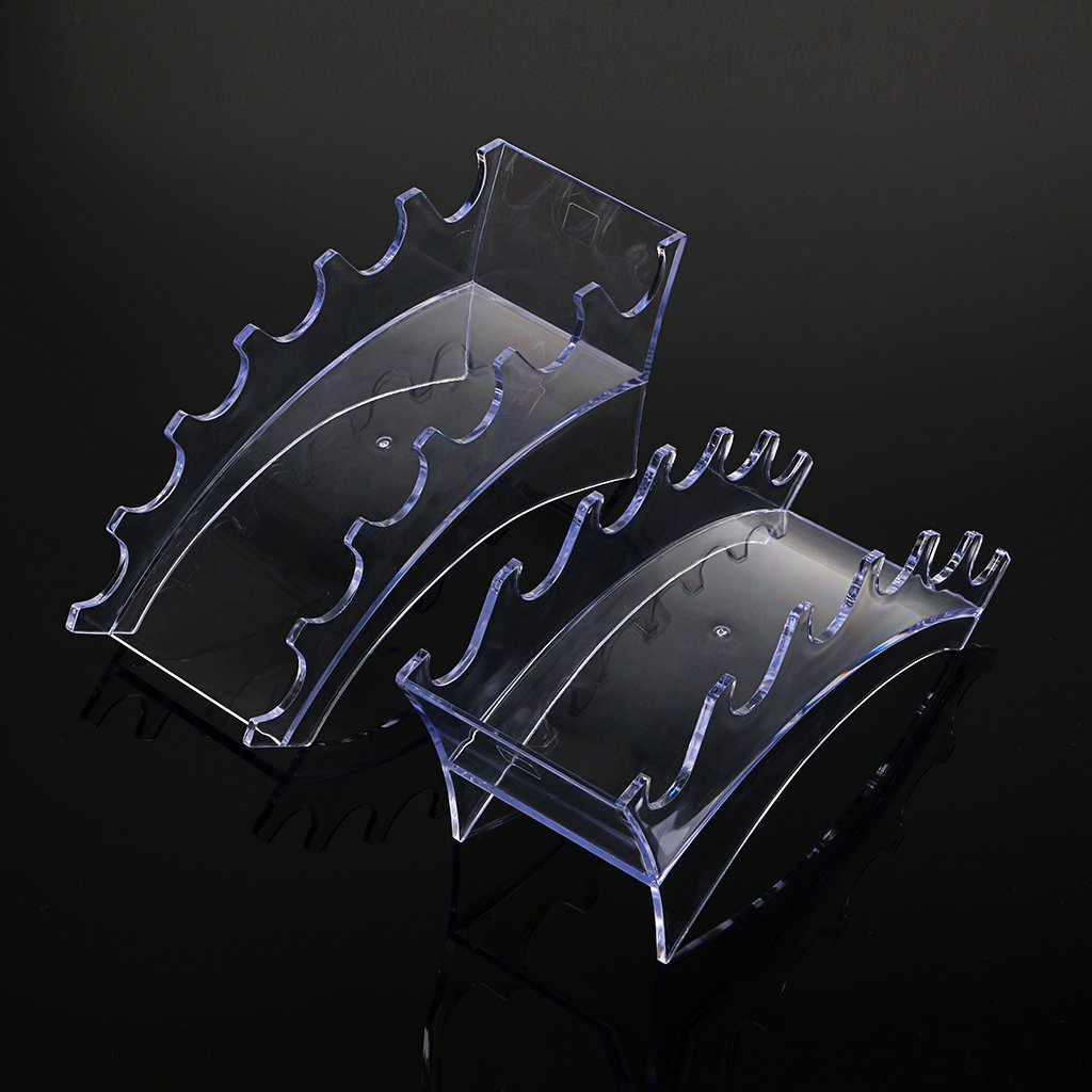 Hipiwe Acrylic Pen Holder Display Stand Clear Makeup Brush Rack Organizer Holder 6-Slots Nail Brush Eyebrow Fountain Pen Rack Display (Pack of 2)