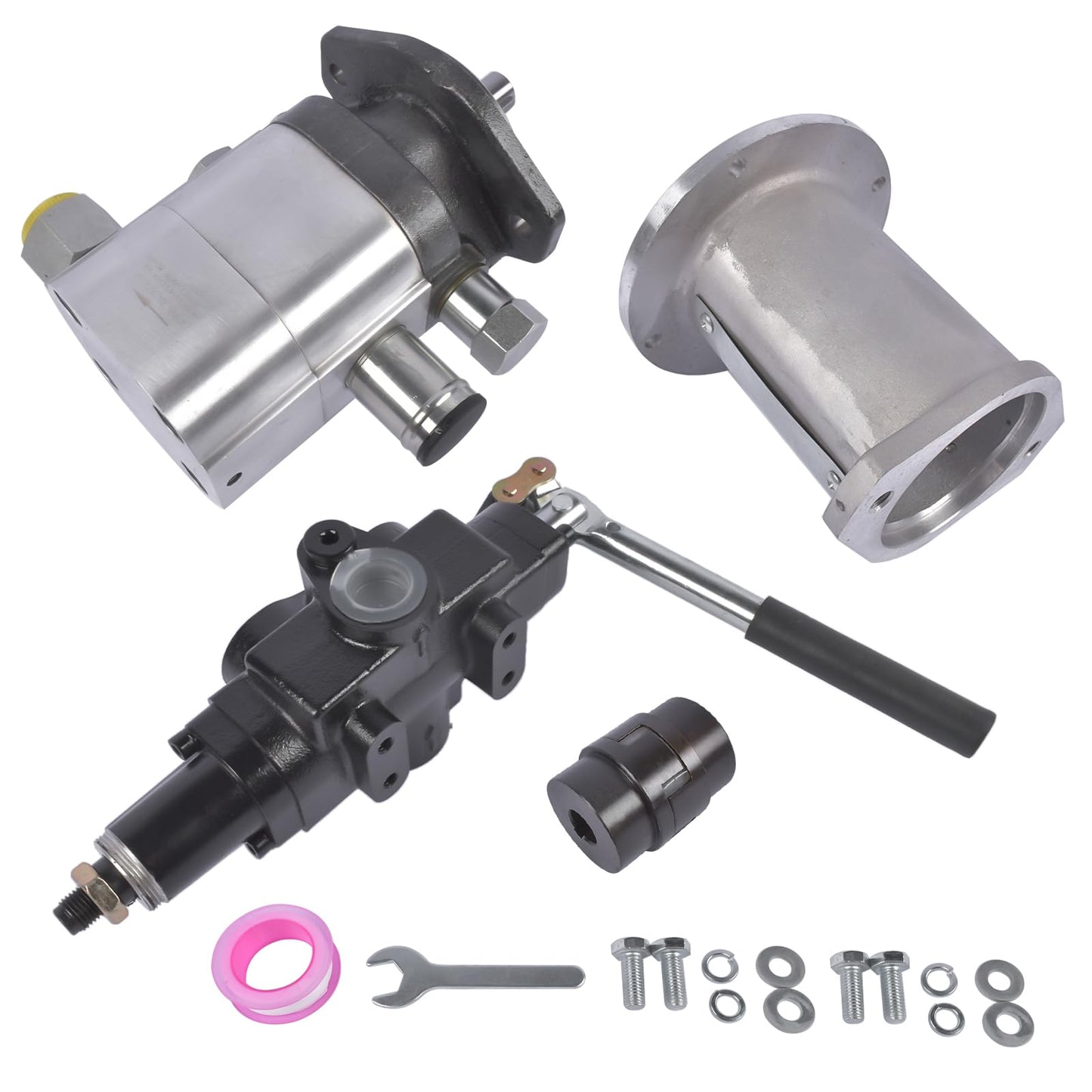 Hydraulic Wood Log Splitter Pump Kit - 22 GPM, 2 Stage 4000 PSI Aluminum Gear Pump with 3600 RPM, Includes Hydraulic Directional Control Valve, Coupling, Installation Base, and 3/4" NPT Outlet