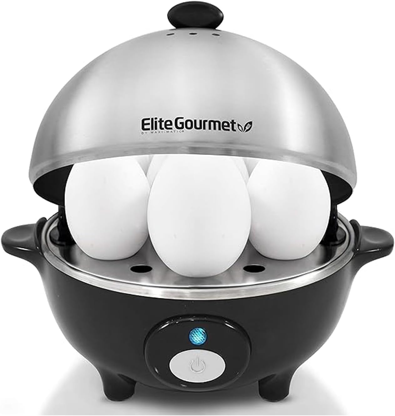 Elite Gourmet EGC-508 Rapid Egg Cooker - 7 Easy-To-Peel Hard, Medium, Soft Boiled Eggs, Poacher, Omelet Maker, Auto