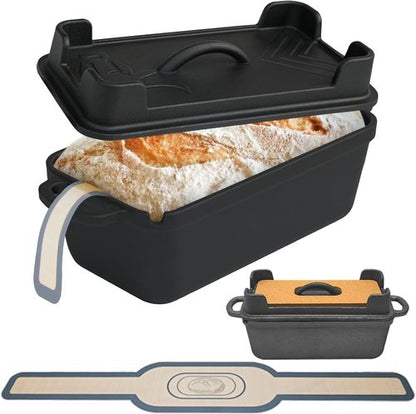 Cast Iron Combo Cooker by [Brand Name] - 2.5QT Pre-Seasoned Dutch Oven & Grill Pan | Versatile Skillet for Searing & Baking