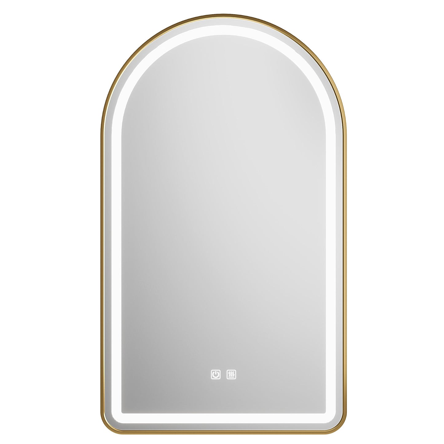 MYlovelylands 30x40 Inch LED Bathroom Arch Mirror, Gold Metal Frame, Adjustable Color Temp & Brightness,Anti-Fog,Shatter-Proof Rounded Arched Tempered Vanity Mirror for Wall