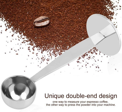 Pomya Dual-purpose Coffee Spoon Bean-Powder Presser, Stainless Steel Espresso Tamper and Measuring Spoon