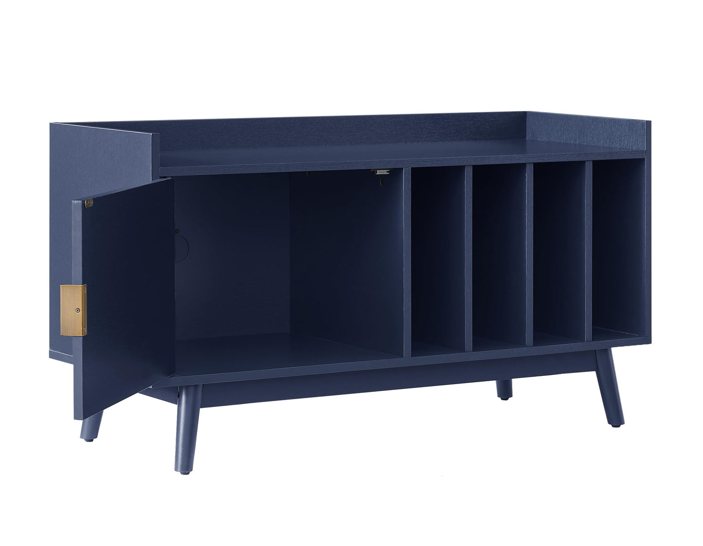 Crosley Furniture Skylar Mid-Century Record Player Cabinet with Vinyl Storage, Turntable Stand for Records, Navy