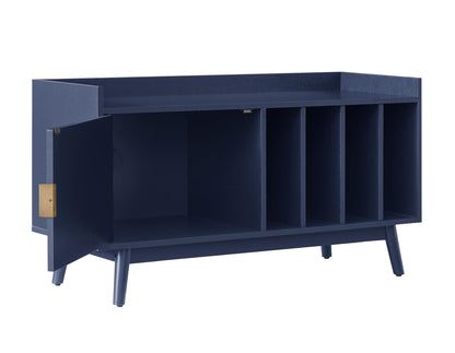 Crosley Furniture Skylar Mid-Century Record Player Cabinet with Vinyl Storage, Turntable Stand for Records, Navy
