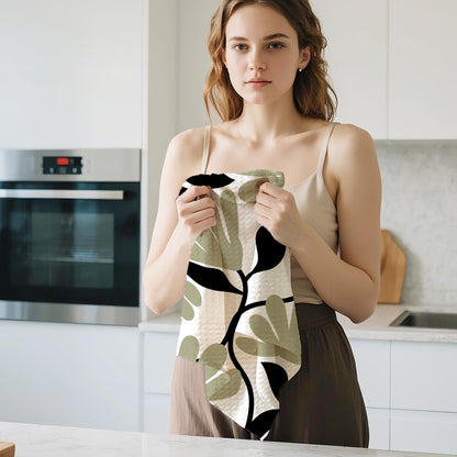 Jztco 2Pcs 24x14 Inch, Abstract Floral Kitchen Towels Boho Style Sage Green Flower Hand Towels for Kitchen Home Decor