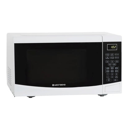 West Bend Microwave Oven 900-Watts Compact with 6 Pre-Set Cooking Settings, Speed Defrost, Electronic Control Panel and Glass Turntable, 0.9 Cu.Ft., White