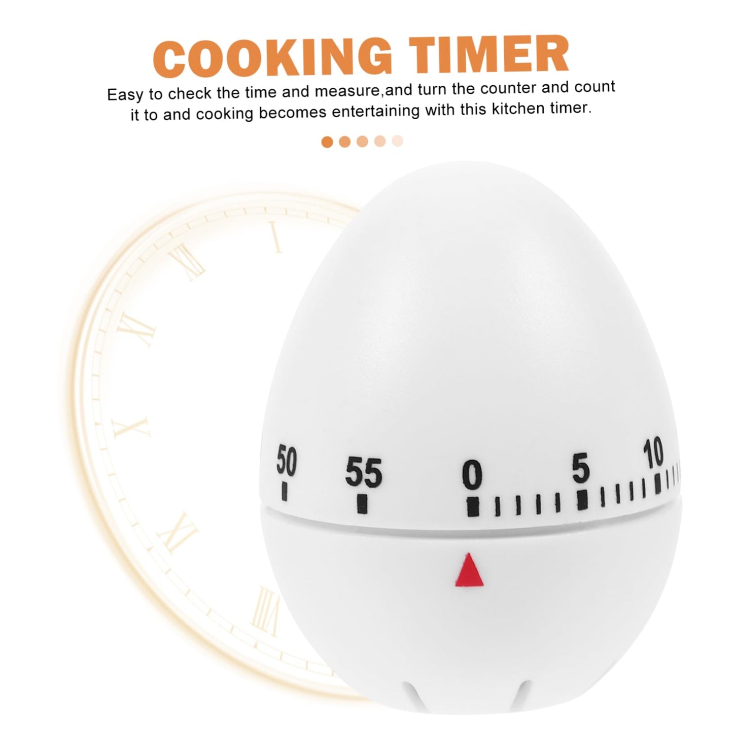 VOSAREA Egg Shape Mechanical Rotate Timer White Kitchen Countdown Timer Manual Cooking for Home and Classroom Activities for Baking Frying