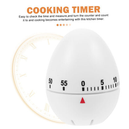 VOSAREA Egg Shape Mechanical Rotate Timer White Kitchen Countdown Timer Manual Cooking for Home and Classroom Activities for Baking Frying