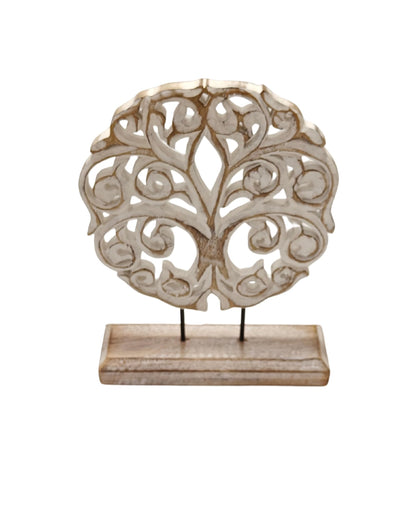 VANIYA CRAFTS® Tree of Life Solid Wood Sculpture – Handmade Farmhouse Decor for Living Room, Shelf, Mantle, Entryway, Coffee Table, or Housewarming Gift (Antique White)