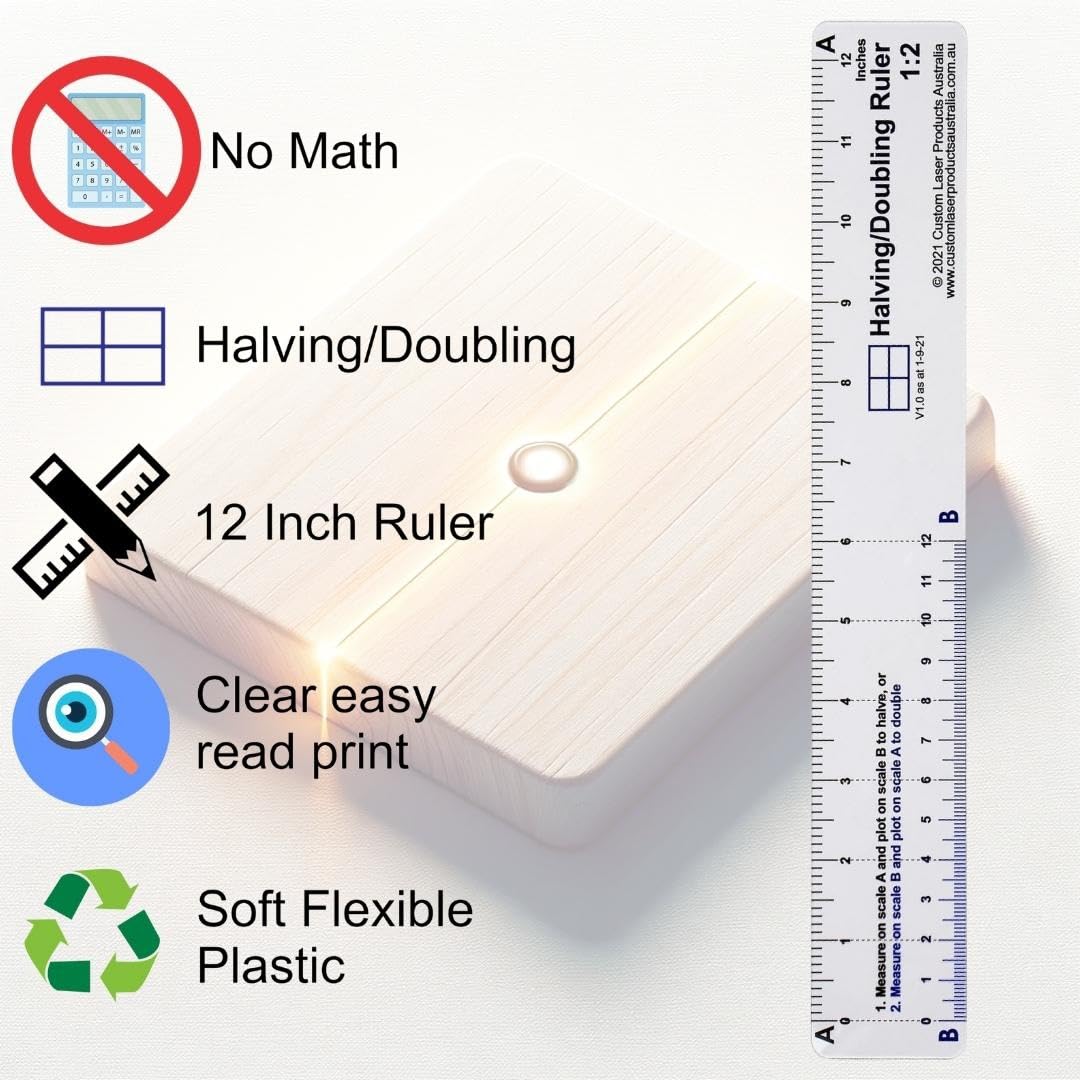 CLPA No-Math Ruler Set — Three 12" Flexible Clear PETG Rulers | Fibonacci, Halving and Doubling and Rule of Thirds | Drawing and Drafting | Made in Australia
