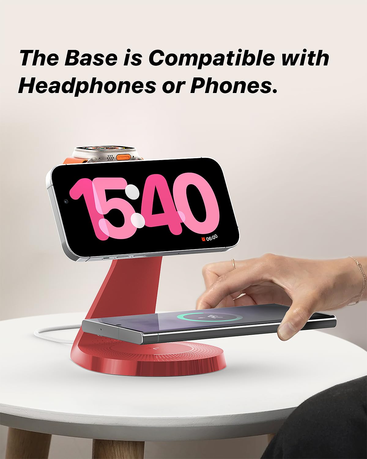 3 in 1 Charging Station for Apple Devices,Mag-Safe Charger Stand Fast Charging,Wireless Charger for iPhone 16/15/14/13/12 Series,& AirPods,& iWatch(USB-C Charger Included)