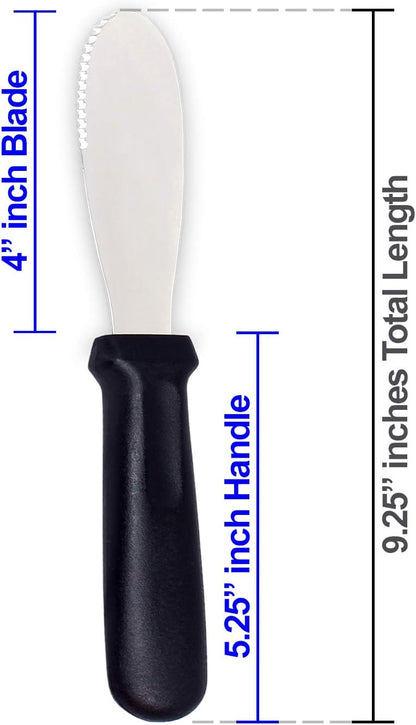 AnapoliZ 4 PCS Butter Spreader Knives, Wide Blade Stainless Steel Spreader Knife with Black Plastic Handle, Sandwich