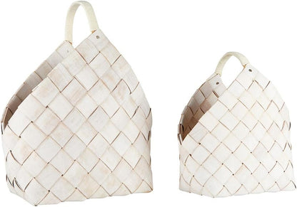 Santa Barbara Design Studio Wood Woven Storage Baskets, Nested Baskets for Home Décor, Set of 2
