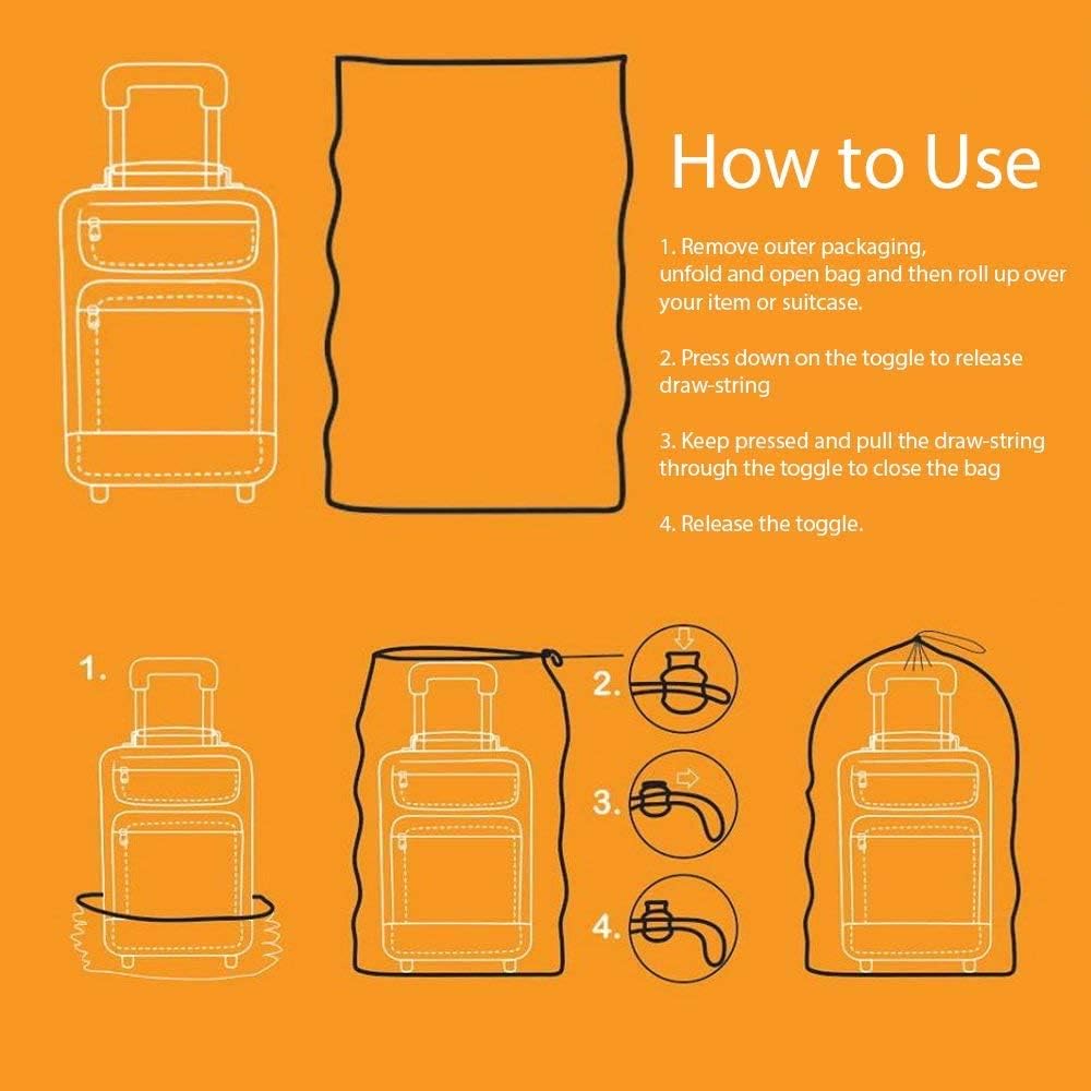 Set of 5 Plastic Storage Bags for Attic Storage, Suitcase Storage, Pillow Bag, Rug Bag, Plastic Drawstring Bags (Medium)