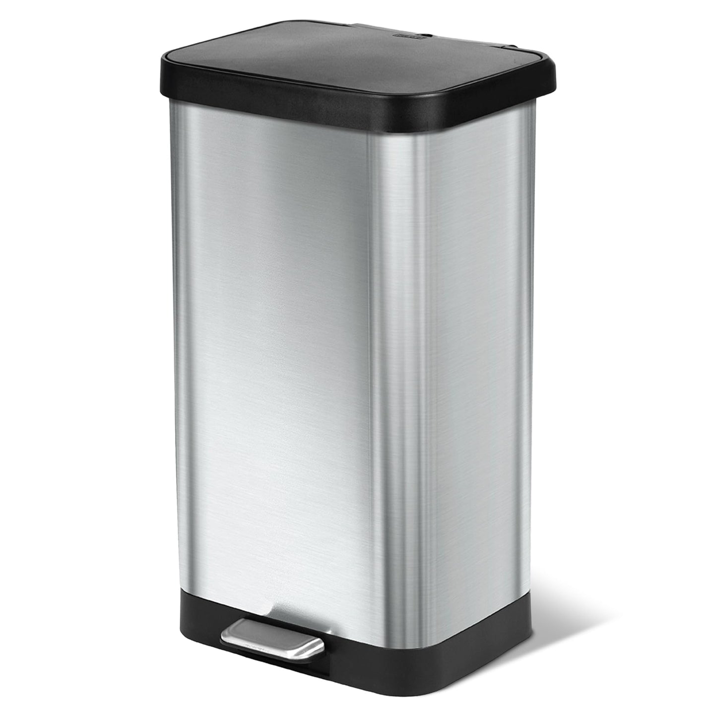 Glad Step Trash Can, Soft Close Lid Bin with Odor Protection, 20 Gal, Stainless