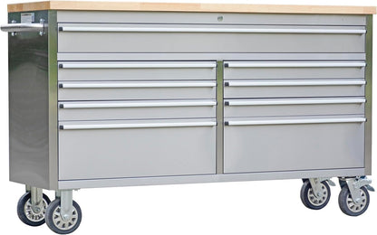MERXENG 61 in Tool Chest, Tool Box Mobile 9 Drawers Storage Rolling Cabinet with Wheels Lock Key Locking System Drawer Liners for Garage Warehouse Repair Shop