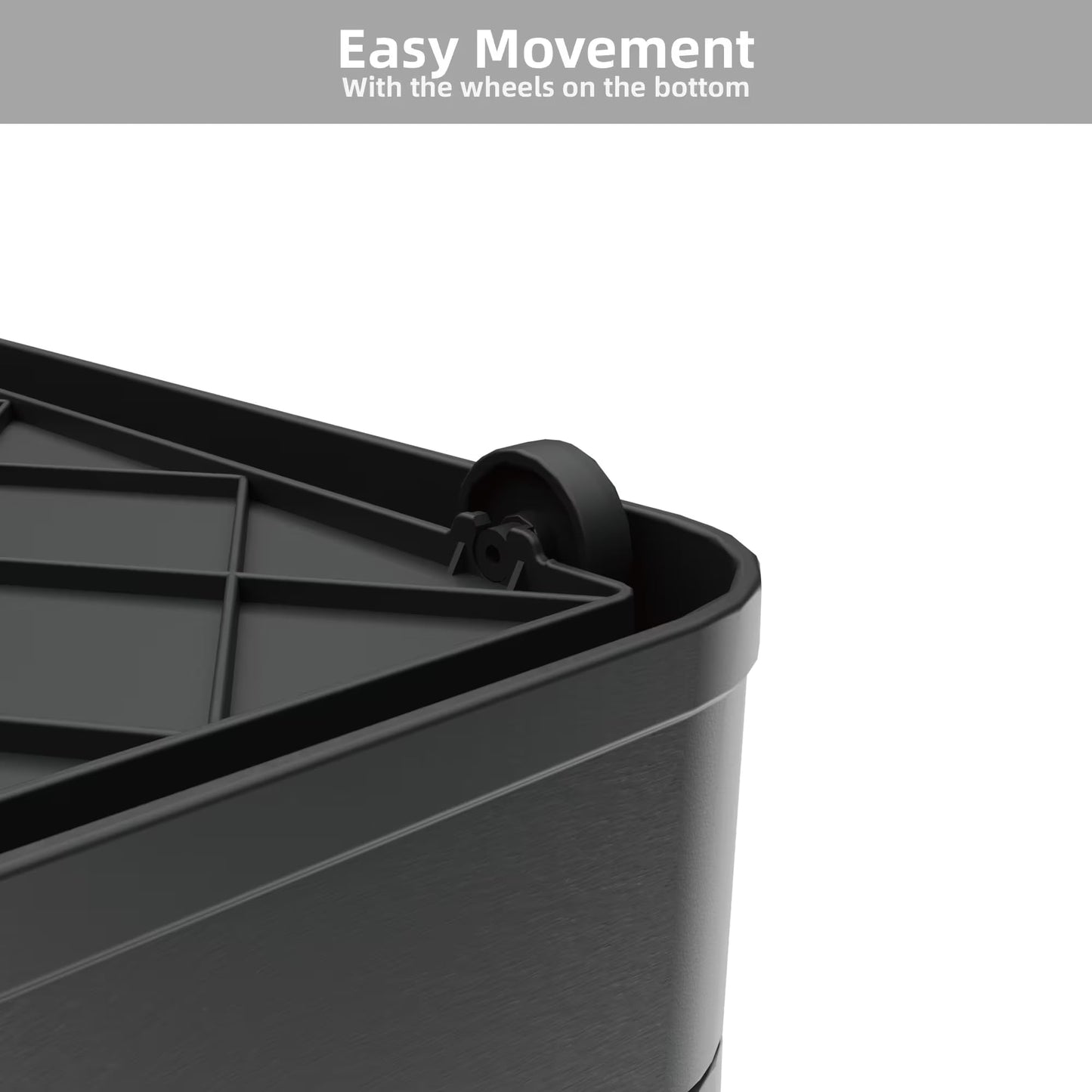 506QT 4-Pack Transparent Stackable Storage Bins with 5 Doors to Open with Wheels, Folding Plastic Craft Containers Large Closet Organizers Box for Bedrooms Living Rooms Study, Black