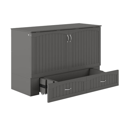 AFI, Aspen Mid-Century Modern Queen Solid Wood Murphy Bed Chest with Mattress in Grey