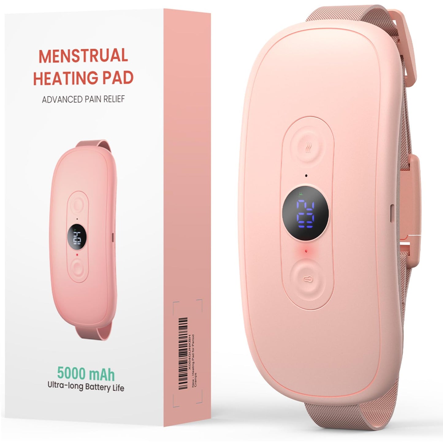 Heating Pad for Period Cramps, Fast Heating with 6 Heat Levels and 6 Massage Modes, Portable Menstrual Heating Pad, Belly Period Massager for Women and Girls, Pink