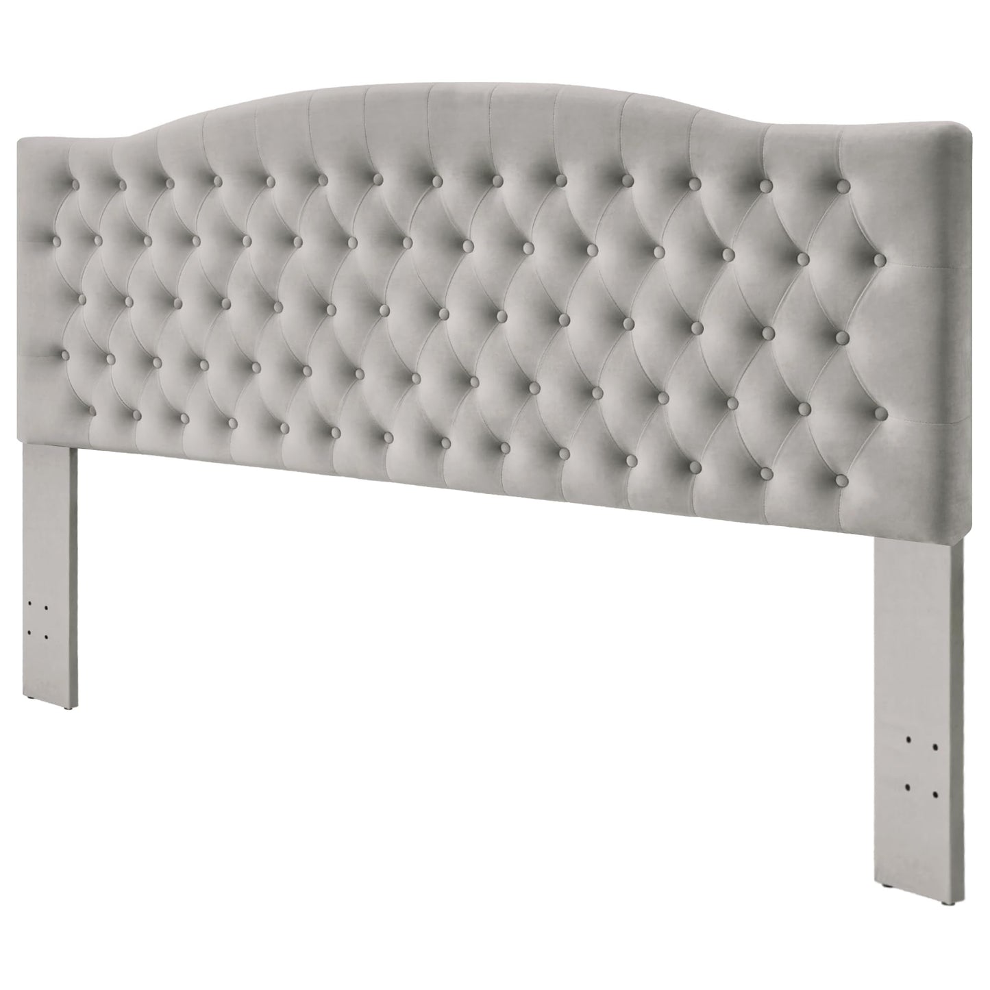 Furpopup Velvet Upholstered Headboard King/Cal King Size Latest Model Wall Mount, Bed Frame Mount, Featuring High-Density Sponge Padding, Luxury Texture Easy Assembly and Style-Silver Gray