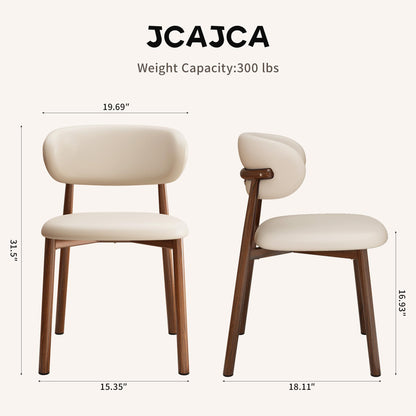 JCAJCA Kitchen Dining Chairs Set of 4 Modern Upholstered Leather Farmhouse Dining Room Chair with Metal Legs, Walnut/Beige