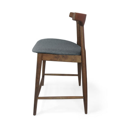 Christopher Knight Home Mugo Mid Century Modern Fabric Upholstered Wood 24.5 Inch Counter Stools (Set of 2), Gray and Walnut