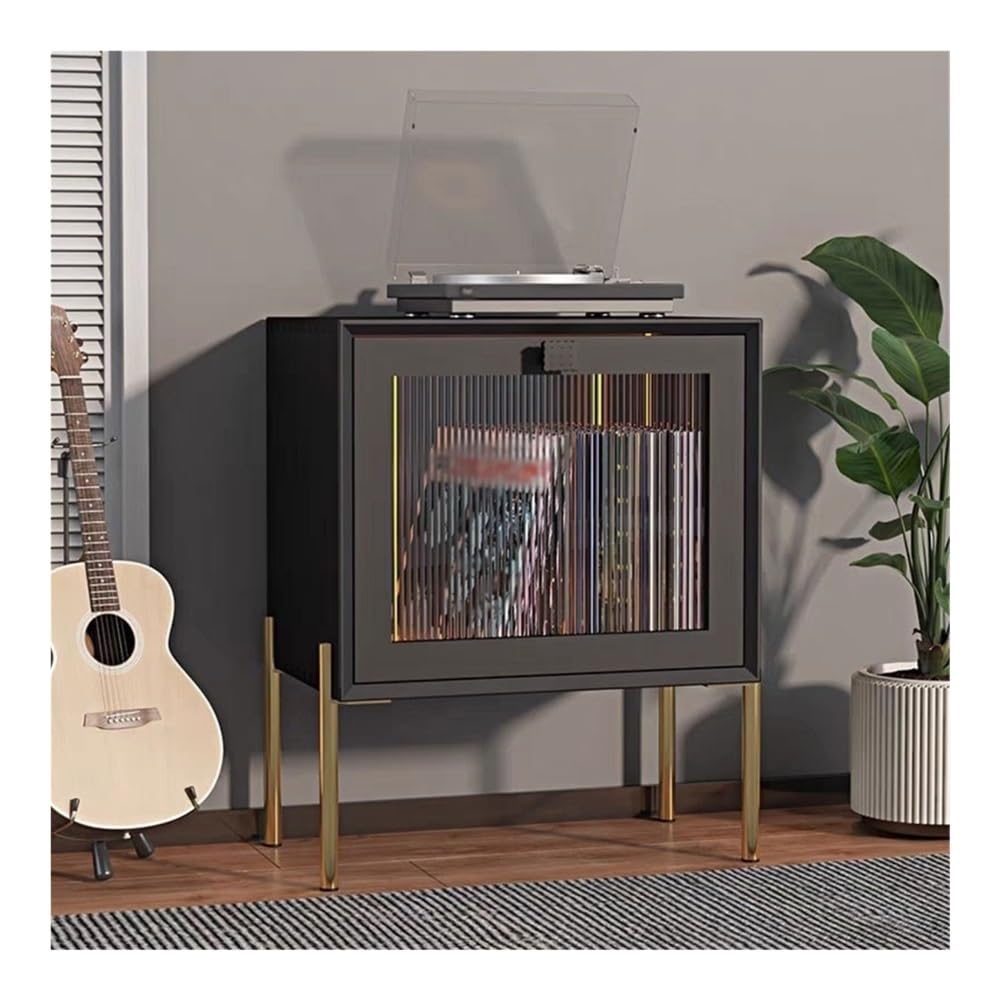 WOAITIANTIAN Cd Dvd Storage Vinyl Record Cabinet Light luxury with Iron Feet Home Wooden CD Storage Rack