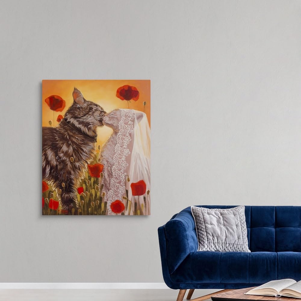 CANVAS ON DEMAND Cats Wedding, 2023 Canvas Wall Art Print by Yue Zeng, Home Decor, Wildlife, Pet Artwork,36" x45in