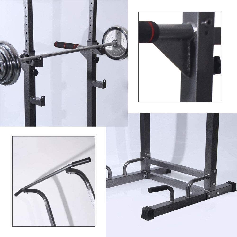 FENOKD Adjustable Squat Rack Pull Up Station Horizontal Bar Home Fitness Equipment Free-Standing Fitness Workout Station, Barbell Rack Home Gym