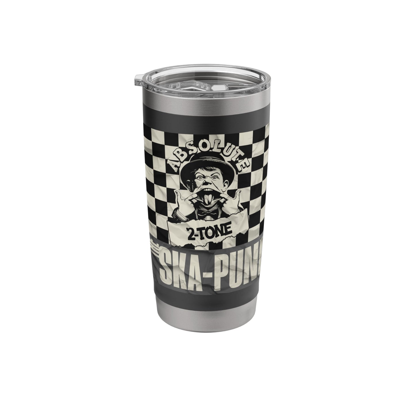 Anti-Racist Ska Punk 2-Tone Chess Checked OI Rude Boy Stainless Steel Insulated Tumbler