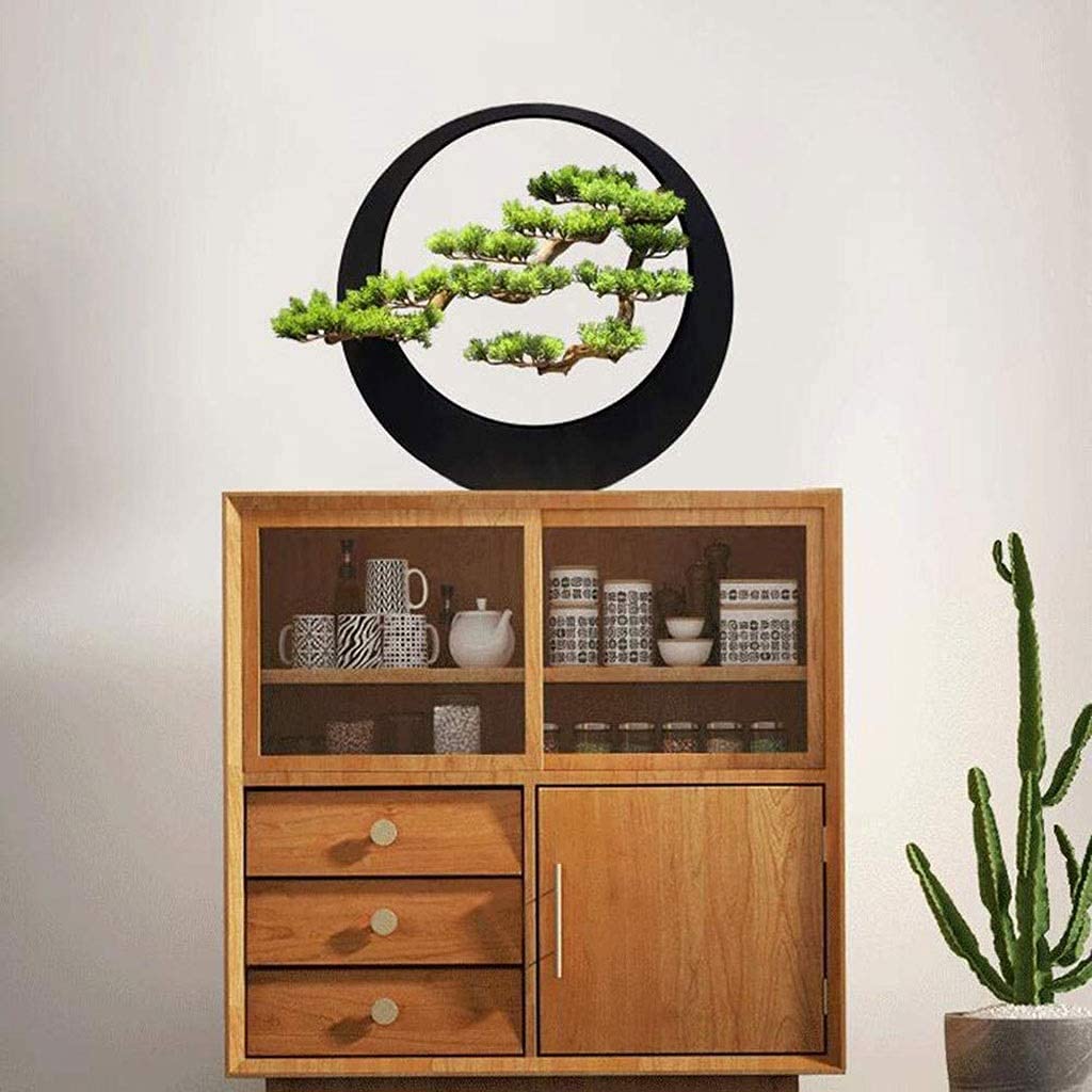 Artificial Bonsai Tree Potted Plant Ornament /Welcome Bonsai New Chinese-style Light Luxury Artist Home Decoration Zen Ornaments Artificial Welcoming Pine Wrought Iron Bonsai Living Room Porch Club A