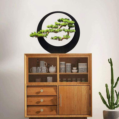 Artificial Bonsai Tree Potted Plant Ornament /Welcome Bonsai New Chinese-style Light Luxury Artist Home Decoration Zen Ornaments Artificial Welcoming Pine Wrought Iron Bonsai Living Room Porch Club A